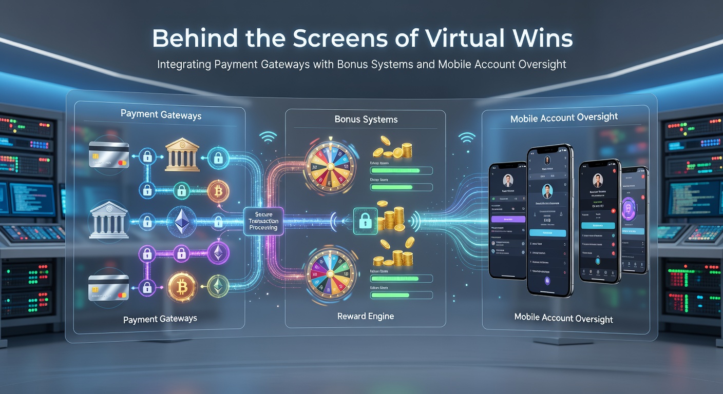 Diagram showing secure payment gateway connections to bonus allocation modules and mobile account dashboards in gaming platforms