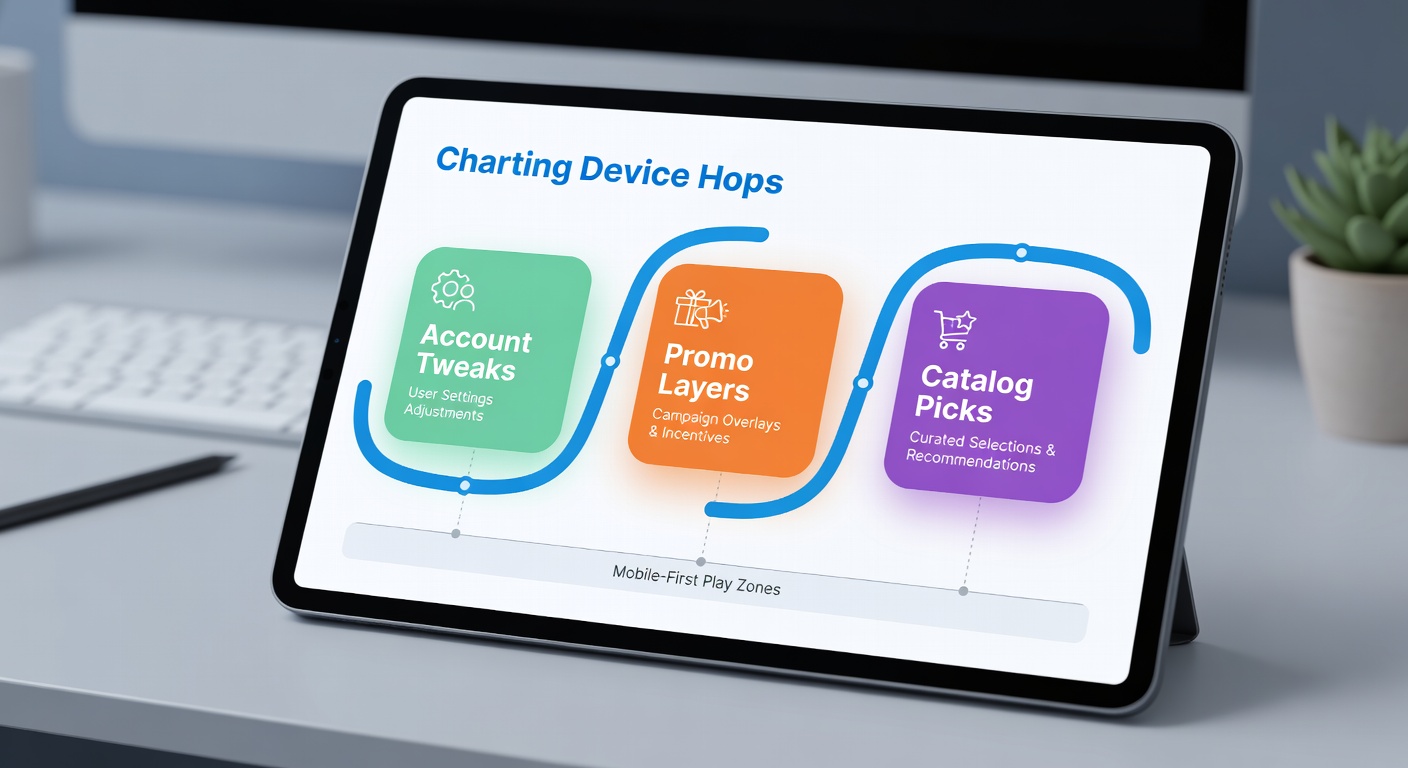 Users navigating between smartphones and tablets while accessing mobile gaming platforms with account settings visible