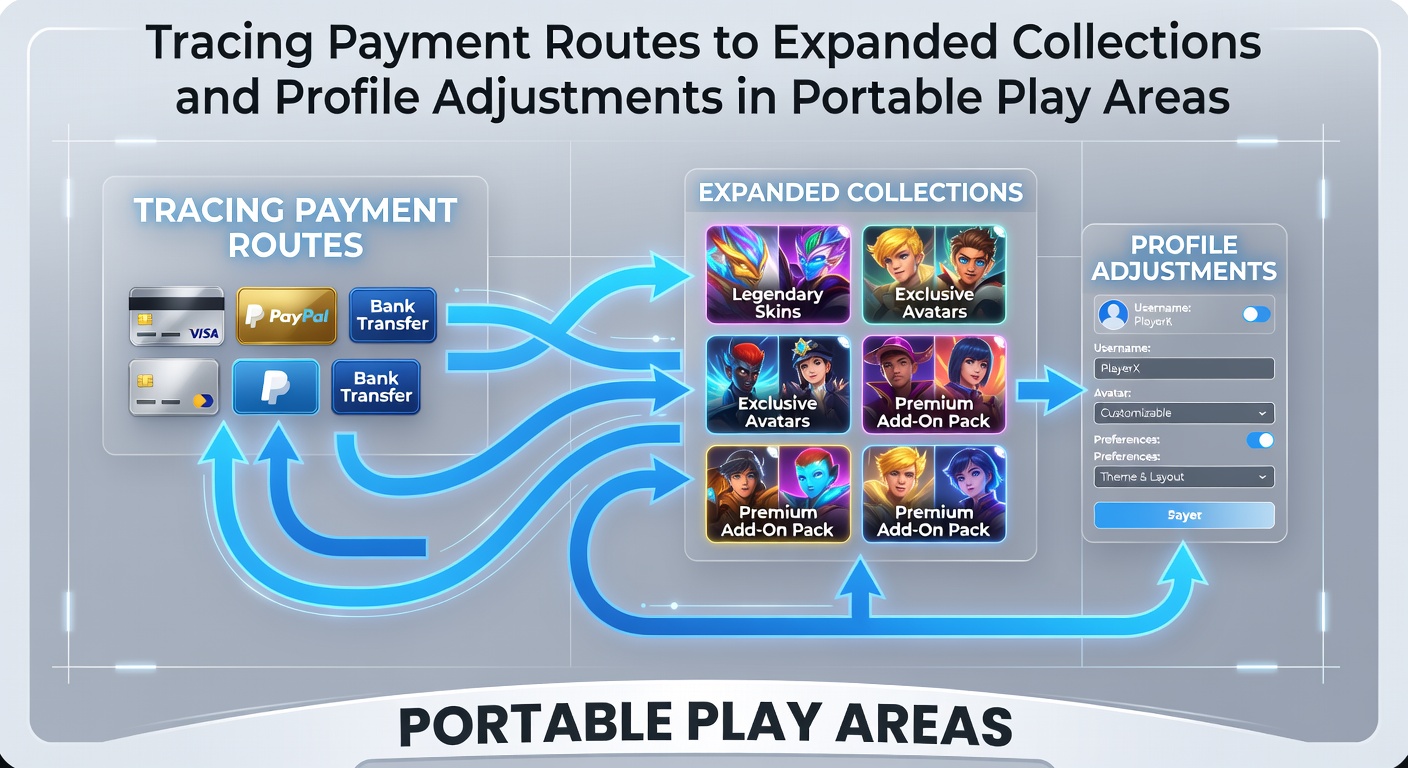 Diagram showing payment flows connecting to mobile gaming libraries and user profile settings in portable play environments